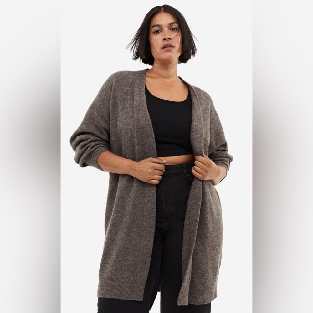 H&M Long Cardigan Taupe Size L